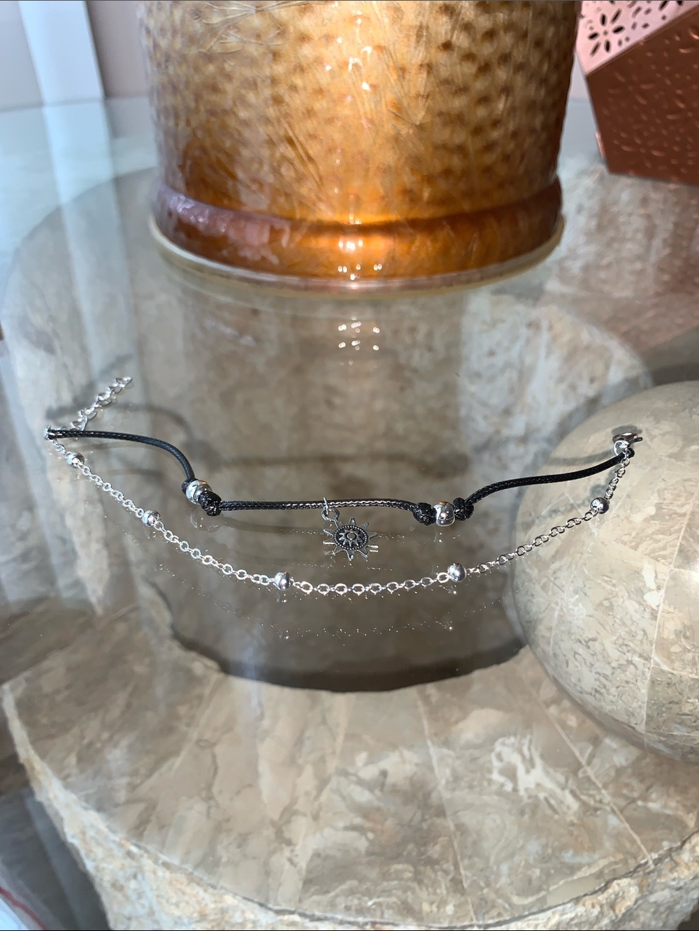 Silver and Black Layered Bracelet Set - Women Jewelry